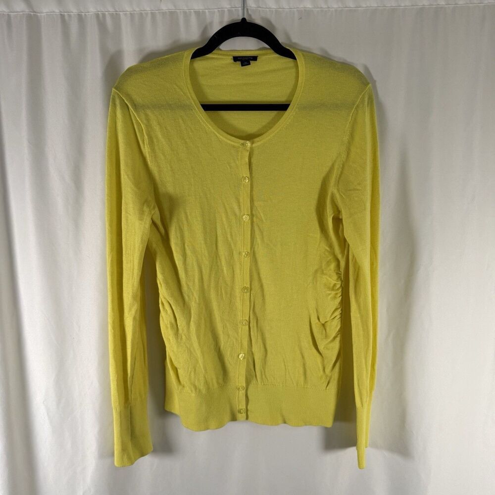 Ann Taylor Cardigan Women's Medium Yellow Button Up Long Sleeve Cashmere Blnd